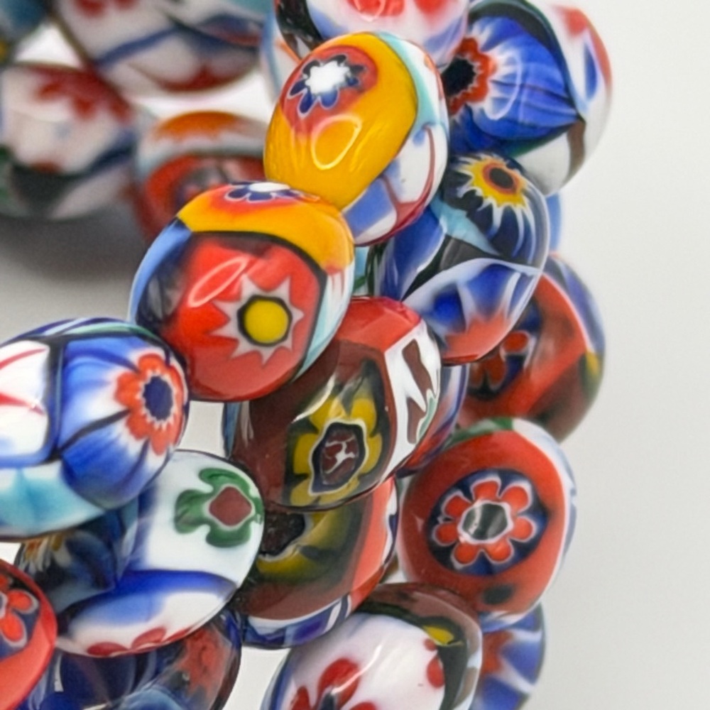 Vintage Murano Millefiori Glass Multi-Strand Bracelet 925 Sterling Silver Clasp - Picture 2 of 16